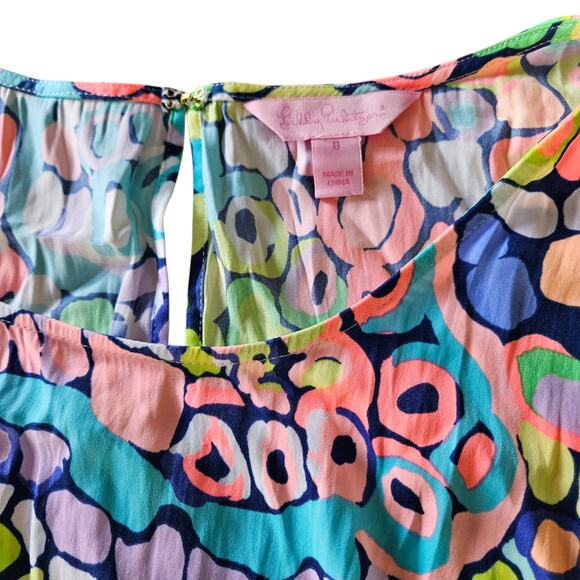 Women's Lilly Pulitzer Brinley Neon Crop Tank Top Gypsy Jungle Tassels 8 - Picture 6 of 13